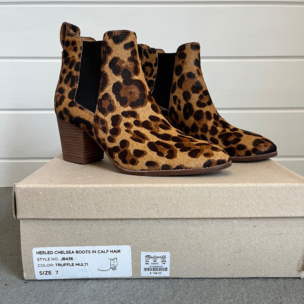 MADEWELL HEELED CHELSEA BOOTS IN CALF HAIR - Size 7M